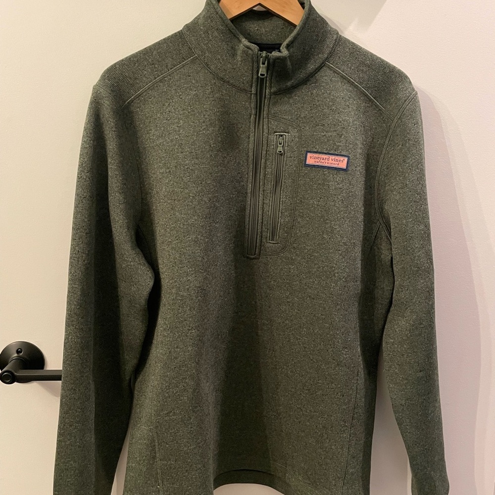 Vineyard Vines Green Zip Up Sweater with Logo